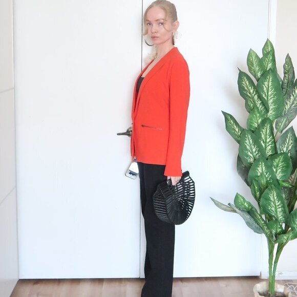 Trouve Size Medium Red Zip Pocket  Single-breasted Career Work Blazer / Jacket - Picture 7 of 12